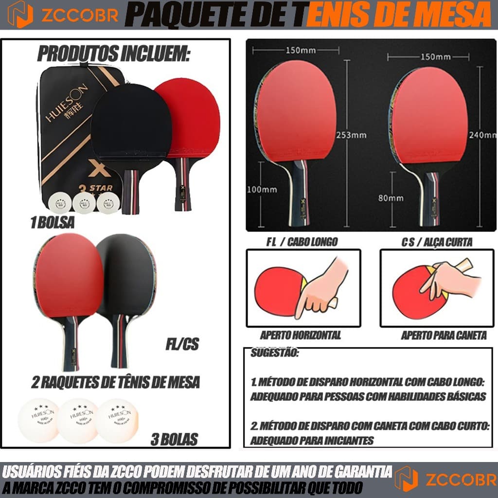 ZCCOBR Raquete De Tênis De Mesa -três Estrelas Madeira Pura 3 bola