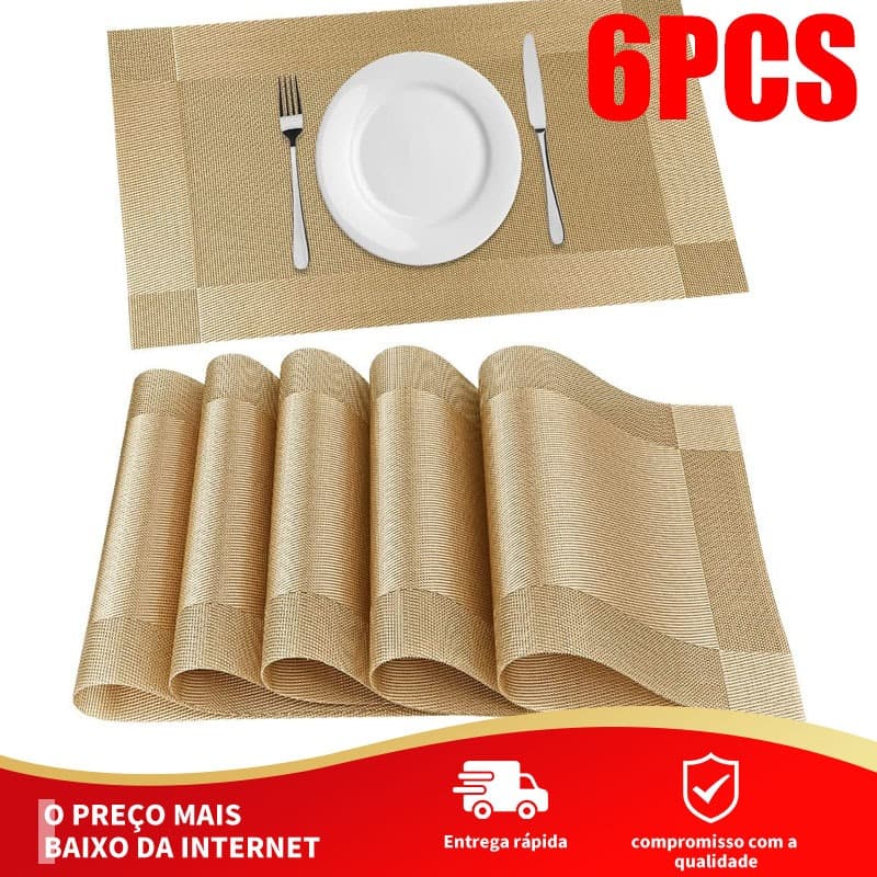 6 Peças Jogo Americano Kit Estilo japonês Mesa Posta Jantar Design de Rotundidade B1005C