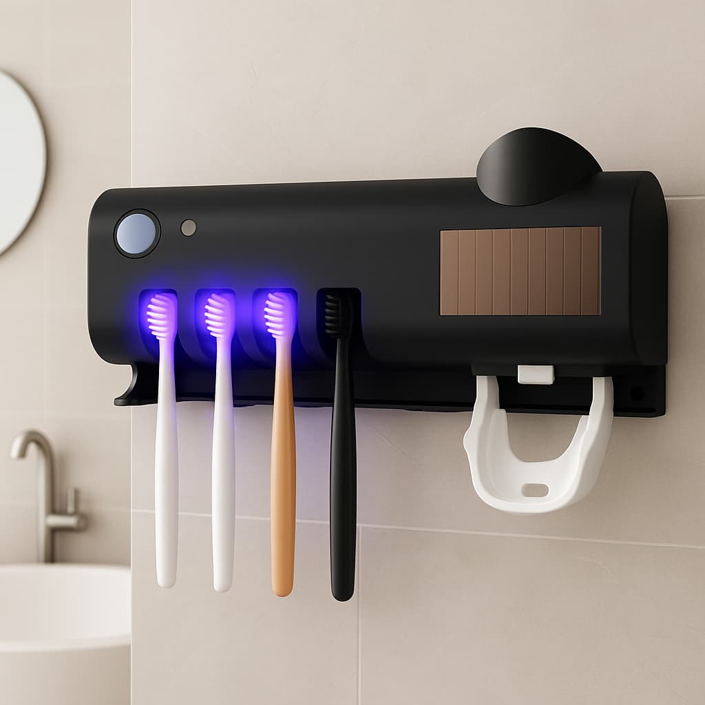 Aplicador Pasta de Dente Suporte Dispenser Escova Automático Com Esterilizador Porta Escova