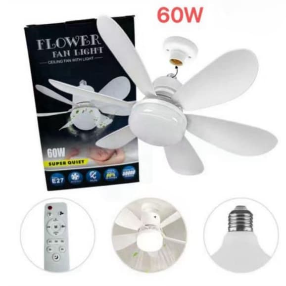 Ventilador De Teto 80W/60W 6 PAS Wind Light Silent Ponente Controle Remoto Lâmpada Led Silenciosa