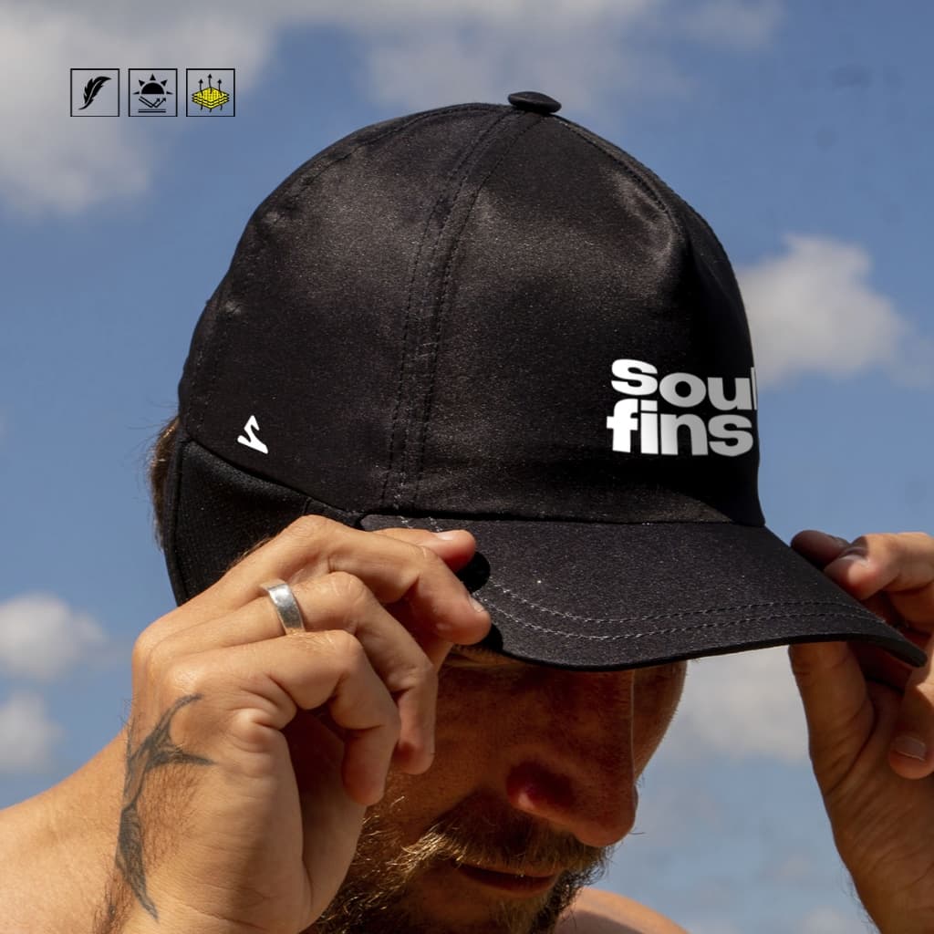 Boné Surf Impermeável  UV50+ Esportivo para Caiaque SUP Corrida Vôlei de Praia - Preto Ajustável