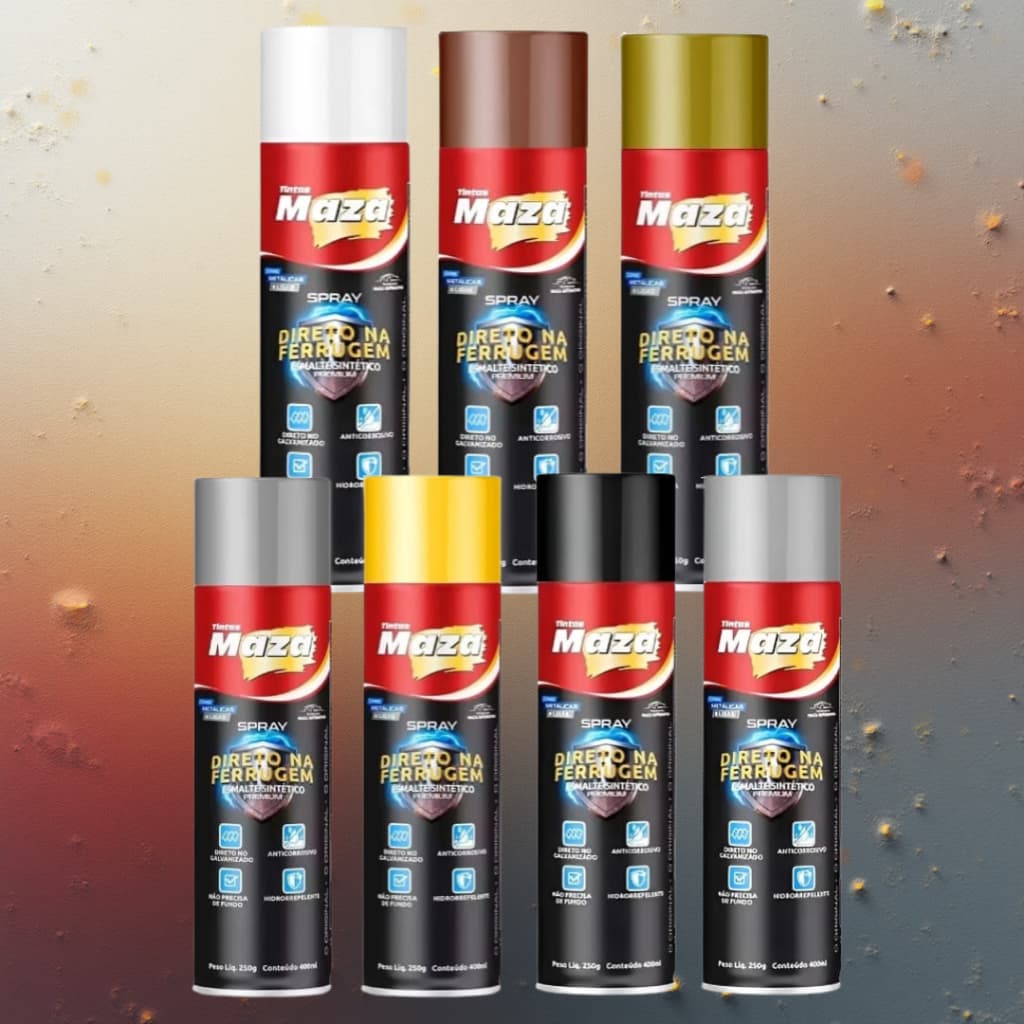Tinta Spray Esmalte Direto na Ferrugem Maza 400ml - Cores (lisas e metálicas)