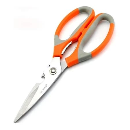 Tesoura Multiuso de Cozinha Inox Cabo Emborrachado Abre Garrafa e Quebra-Nozes