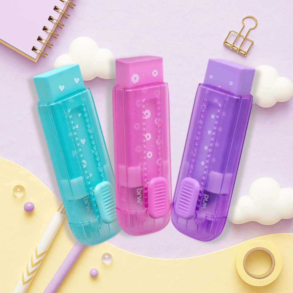 Borracha Retrátil Stiletto BRW | Escolar | Cores Variadas