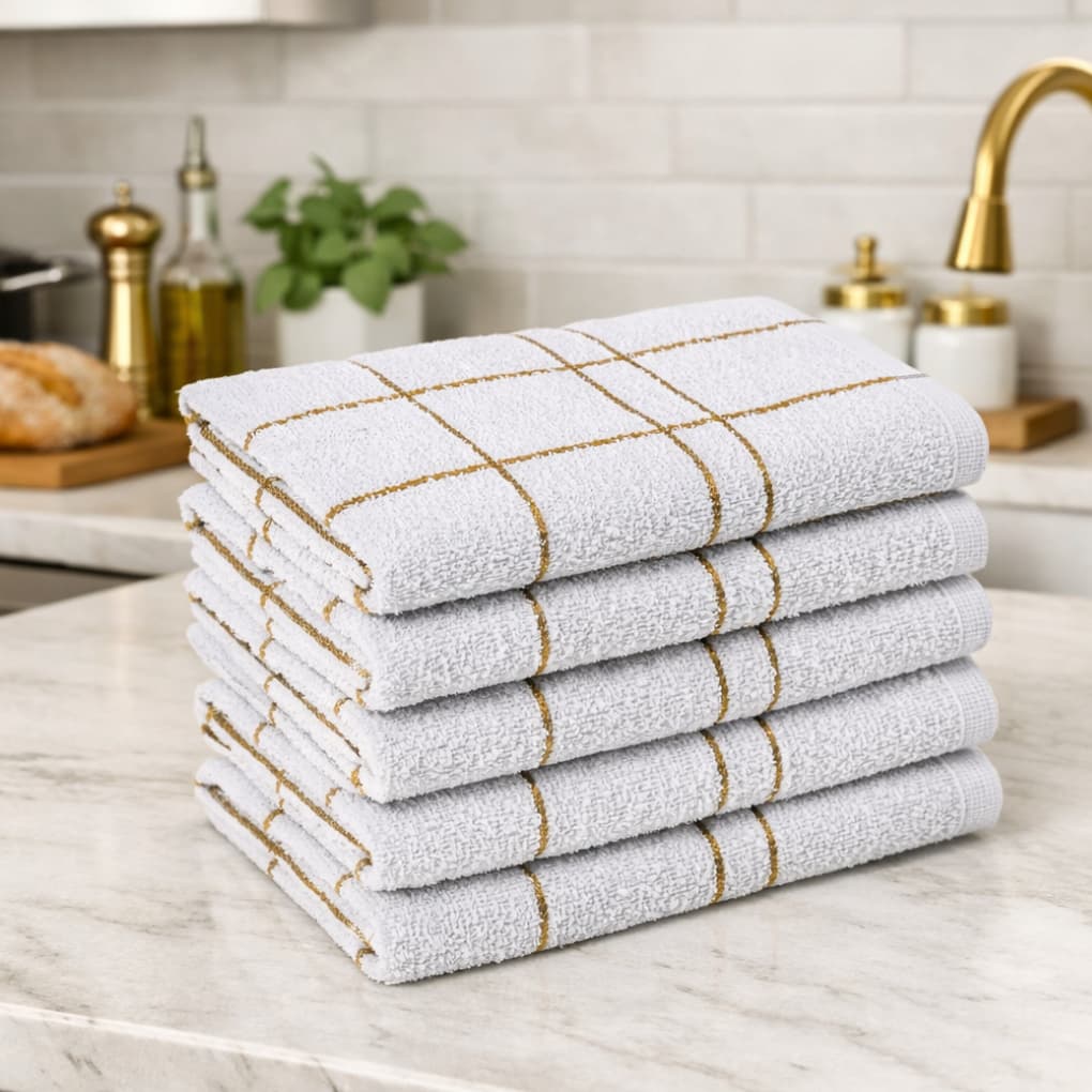 Kit 03 a 10 Toalhas de Louça Pano de Prato Branco Xadrez Grande 100% Algodão Alta Absorção Laune Haus