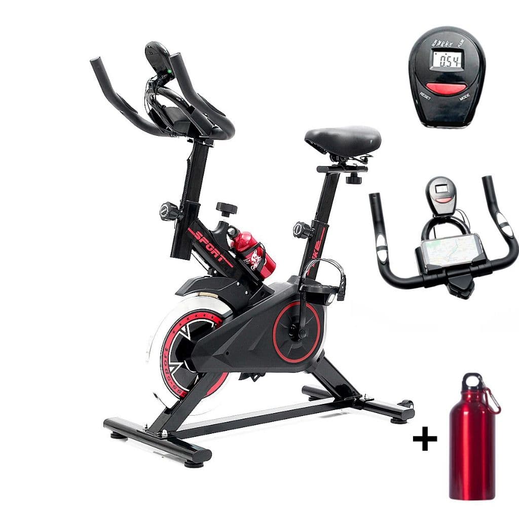 Bicicleta Ergometrica Spinning Academia Bike Fitness Profissional Monitor de Treino Garrafa de Agua