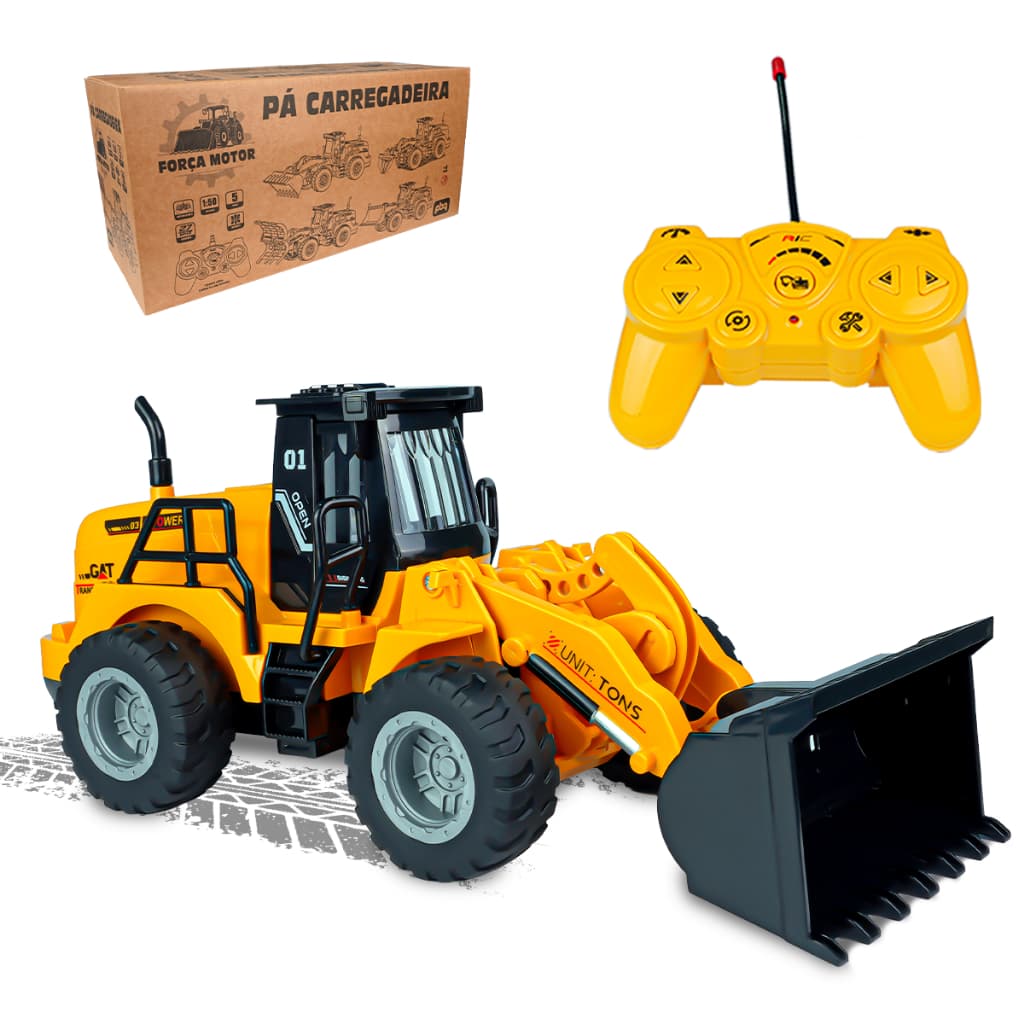 Carrinho Trator Retroescavadeira Controle Remoto Infantil Brinquedos De Menino Criança