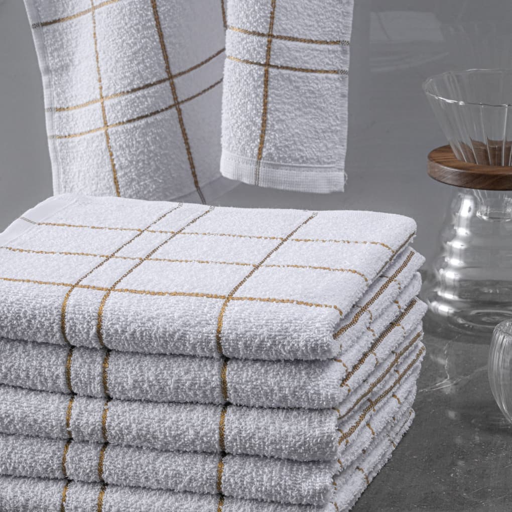 10 Toalhas Copa Cozinha Pano Prato Algodão Grande Branco Xadrez Laune Haus