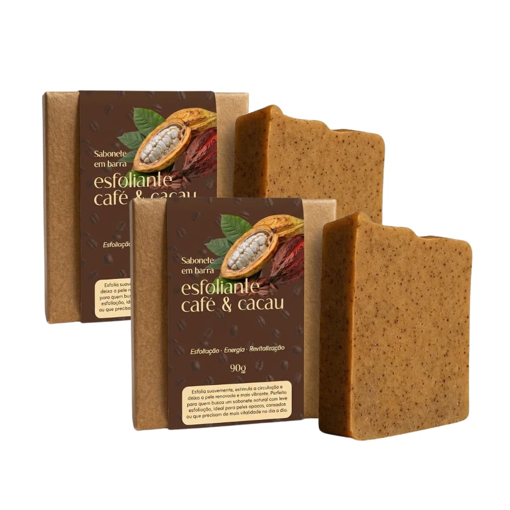 Kit 2 Sabonetes Café Artesanal Esfoliante Corporal e Facial  Estimulador de Colágeno