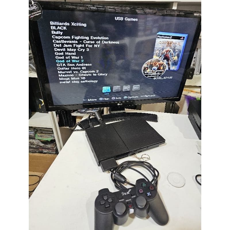 Ps2 com opl pendrive 64gb 1 controle e cabos