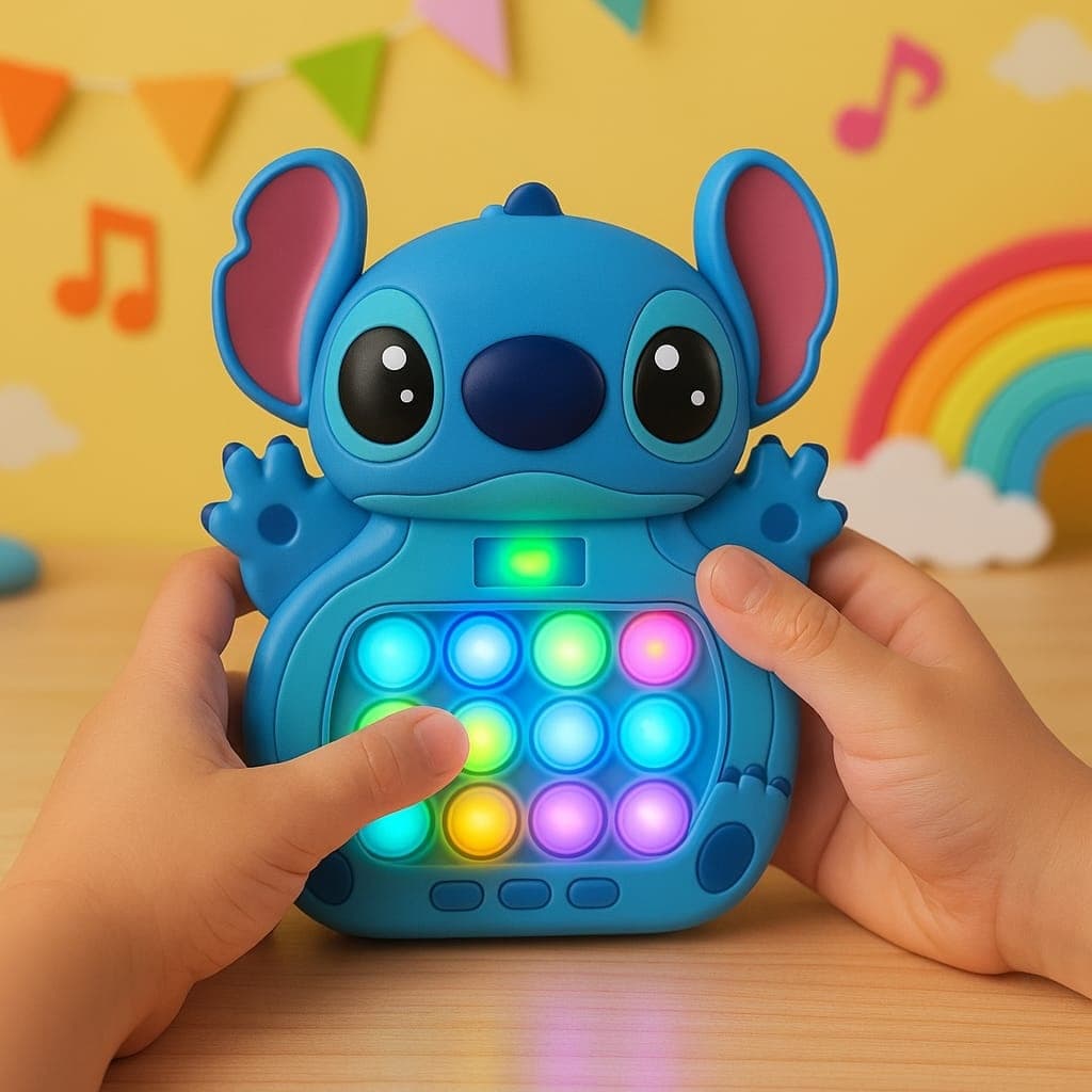 Brinquedo Infantil Educativo Criança Pop It Interativo Antiestresse Musica Luz Stitch Barato