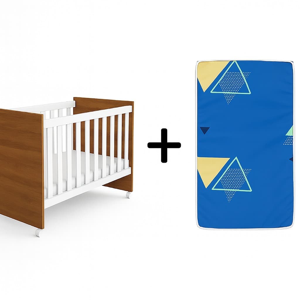 Berço Life com Colchão Incluso e Rodinhas - Shark Móveis