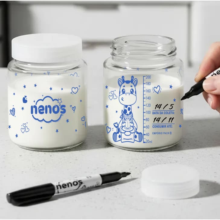 10 Potes de Vidro Armazenar Leite Materno ou Papinha com Graduação 200ml (Cap. 240ML)