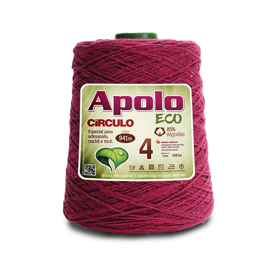 Barbante Apolo Fio 4 (Círculo) 600g – Fio 100% Algodão para Crochê, Artesanato *QUEIMA DE ESTOQUE*