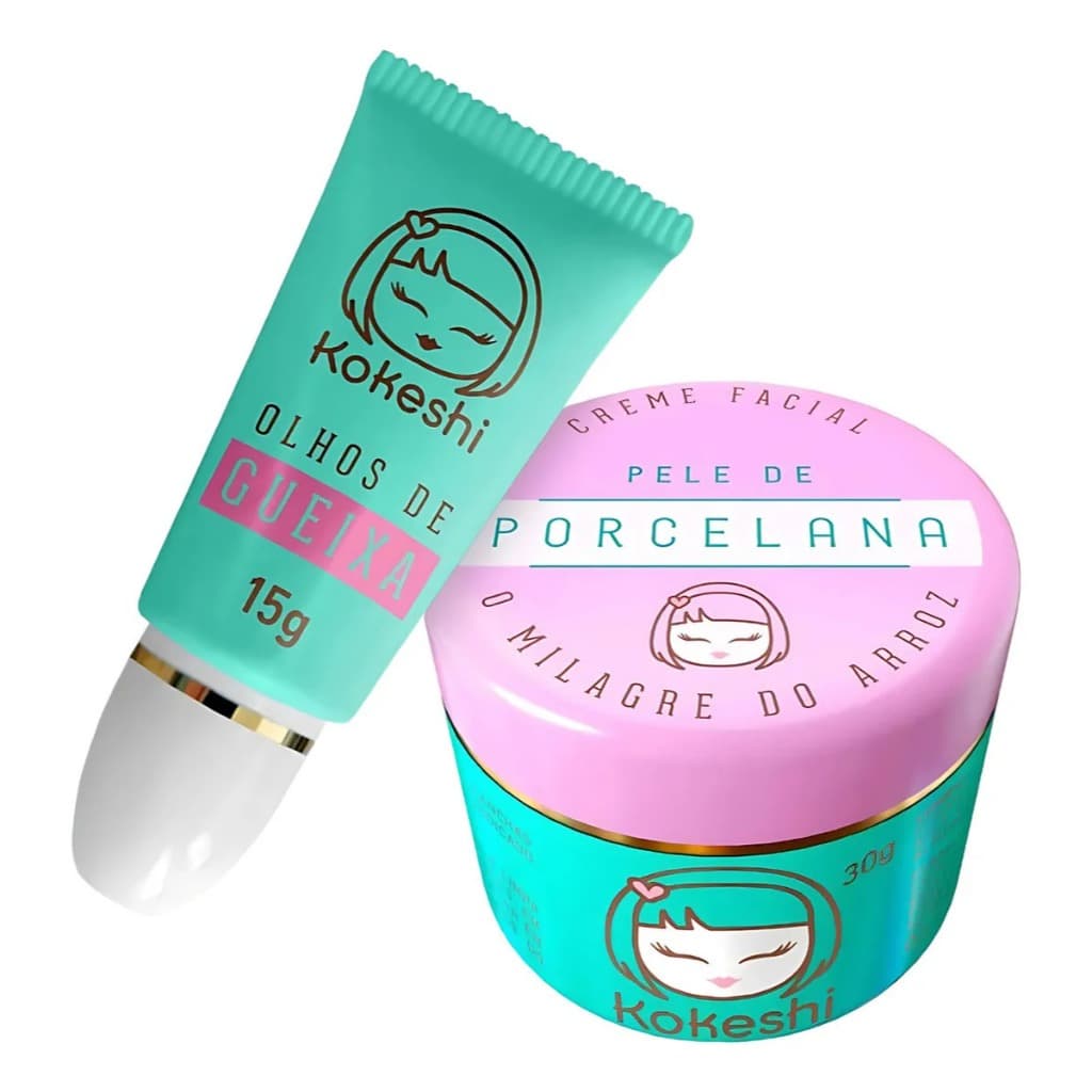 Kit Creme Facial Pele De Porcelana  30g + Olhos De Gueixa Kokeshi 15g