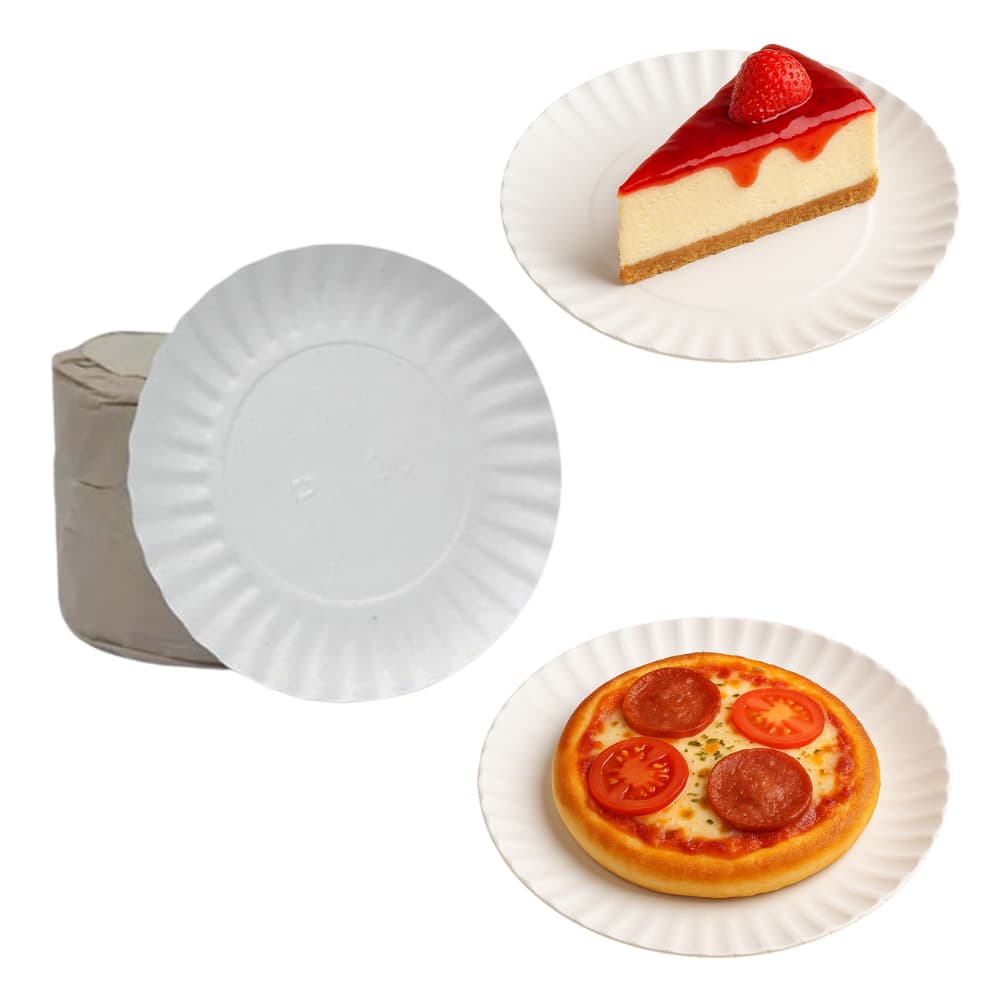 100 Prato Papel Descartavel Branco Festa Pizza Salgado Biodegradável Almoço Aniversário Papelão