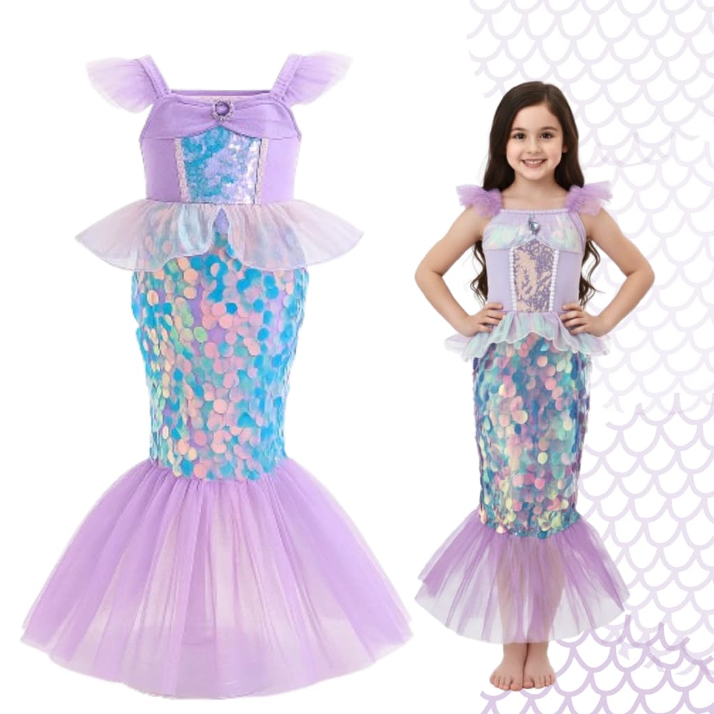 Fantasia Feminina INfantil Sereia Luxo Vestido COmpleta
