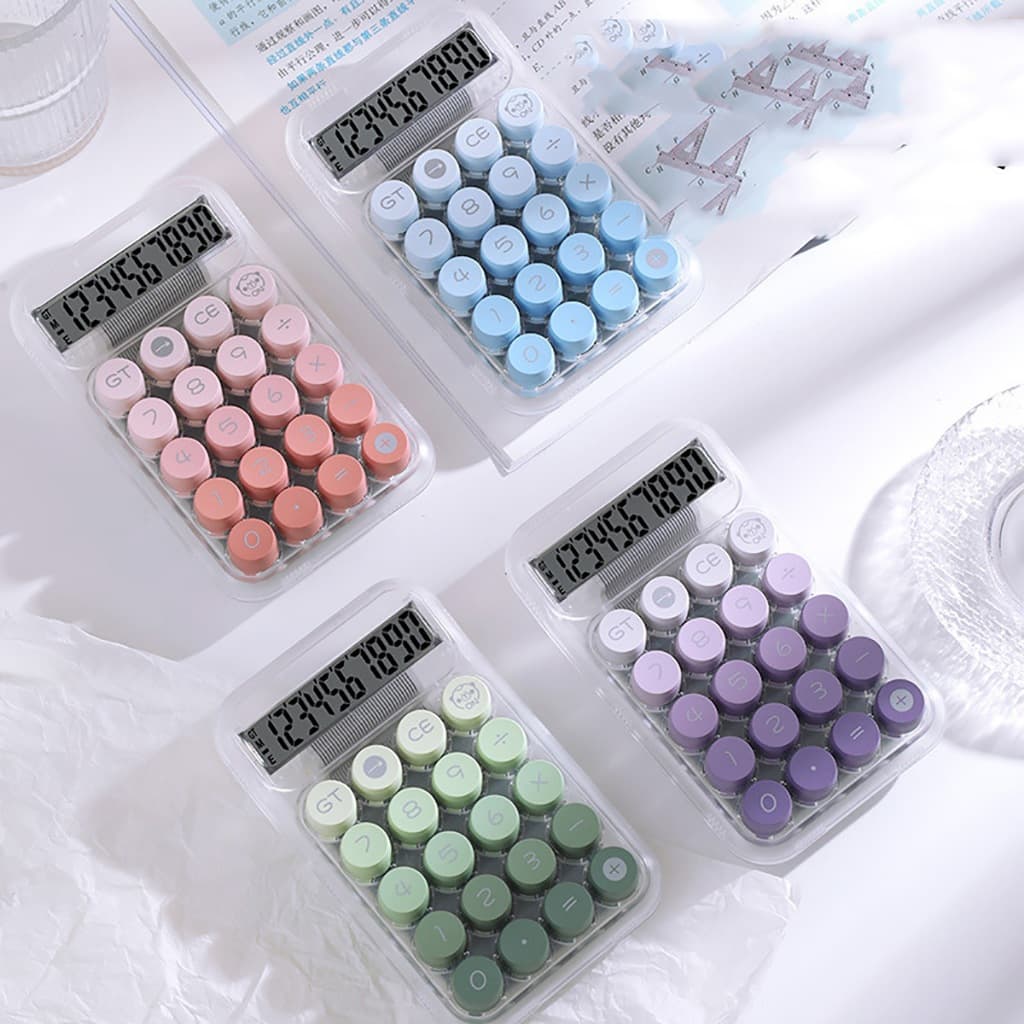 Calculadora Transparente de 10 Dígitos Teclado Mecânico De Ponto Grande  para diaria