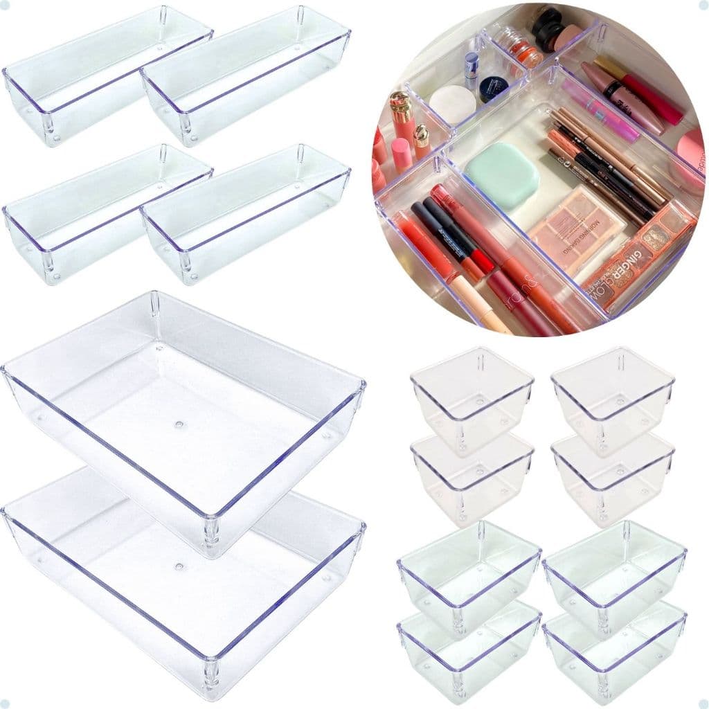Kit com 14 Organizadores de Gaveta Modular Acrílico