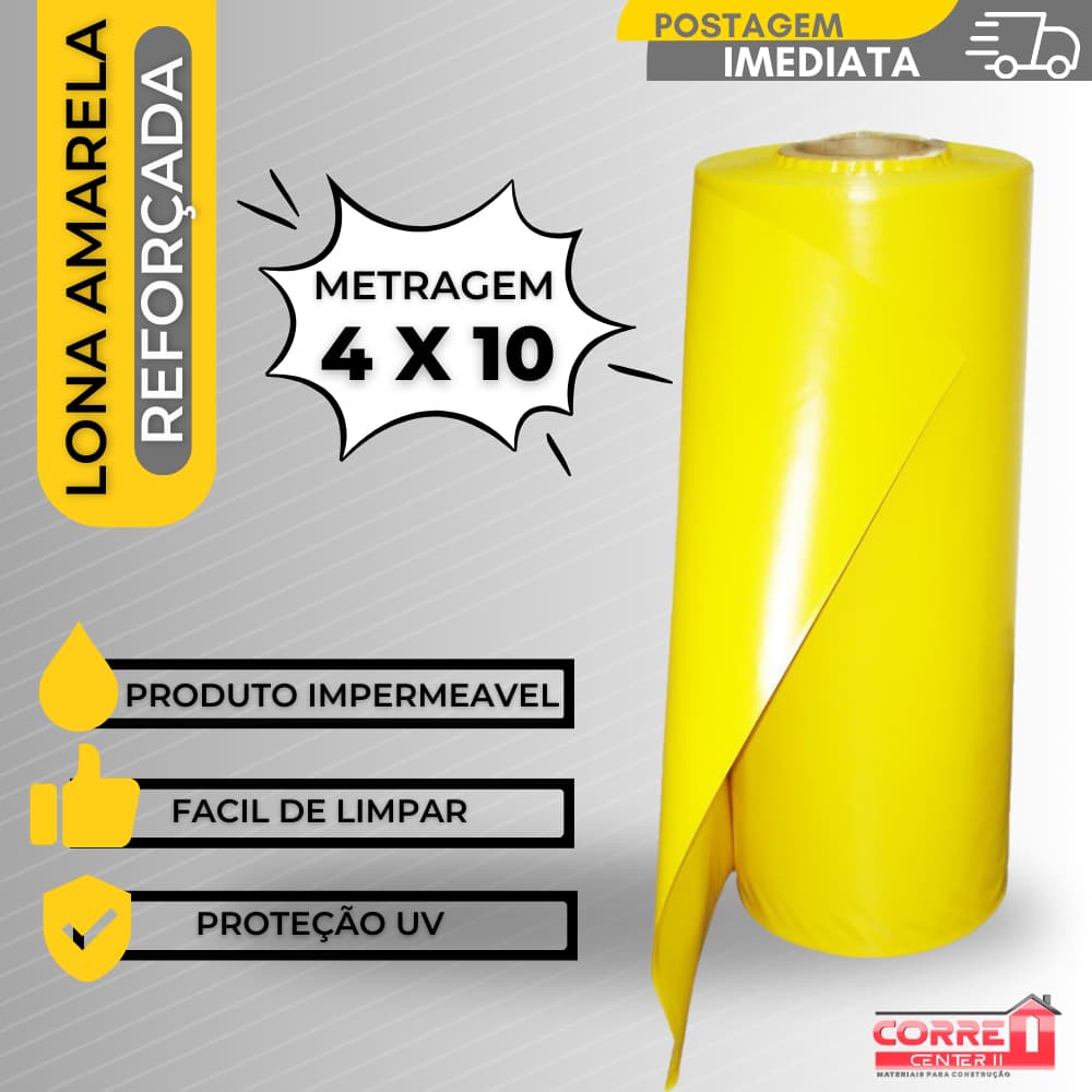 Lona Plástica Amarela Construção | Embalagem | Forrar Leve 100 micras