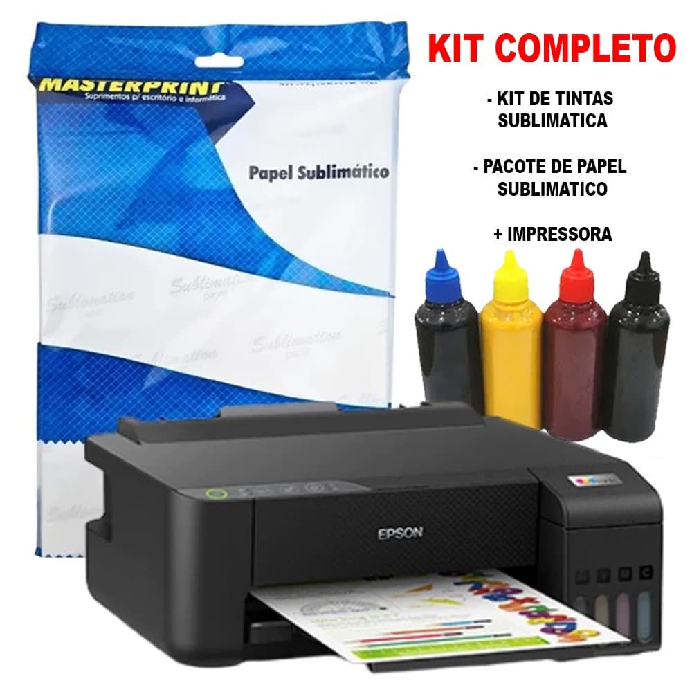 Impressora Sublimática Epson L1250 Kit Completo Impressora, Papel e Tinta para Estampas Gerais