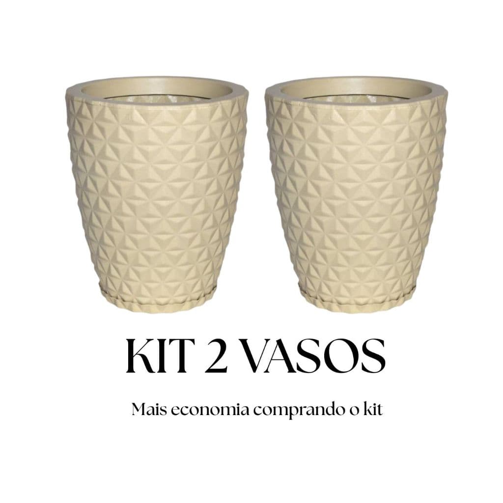 Kit 2 Vasos Coluna Diamante M de Polietileno para Plantas Decorativo