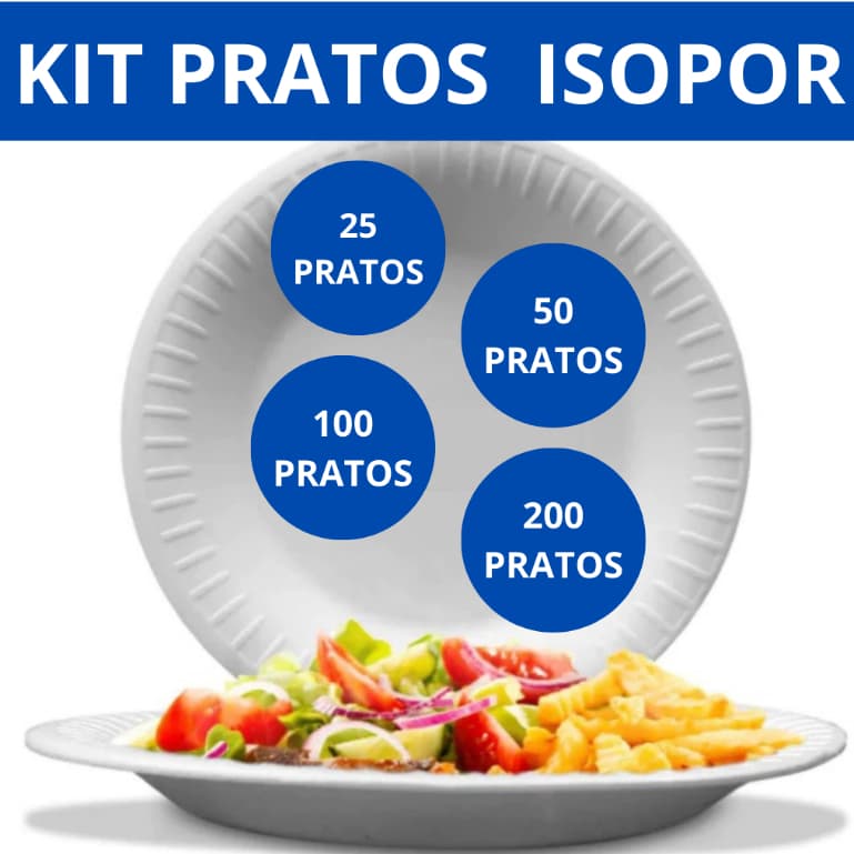 200 Pratos de Isopor 23cm Descartáveis – Festa, Refeição, Marmita , Churrasco , Aniversario Eventos