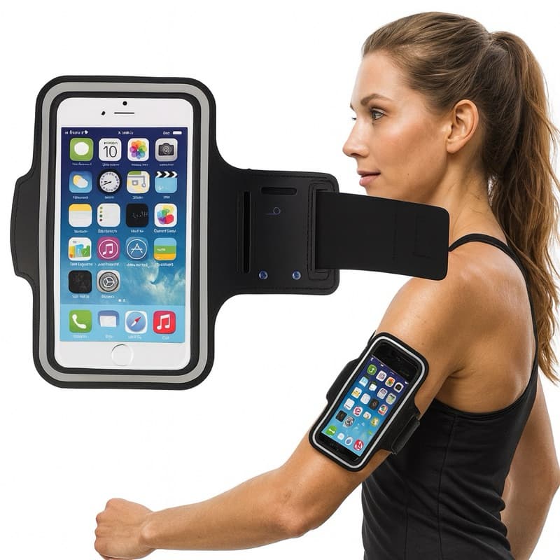 Braçadeira de Celular Corrida Academia com Porta Chaves Preto KinGo
