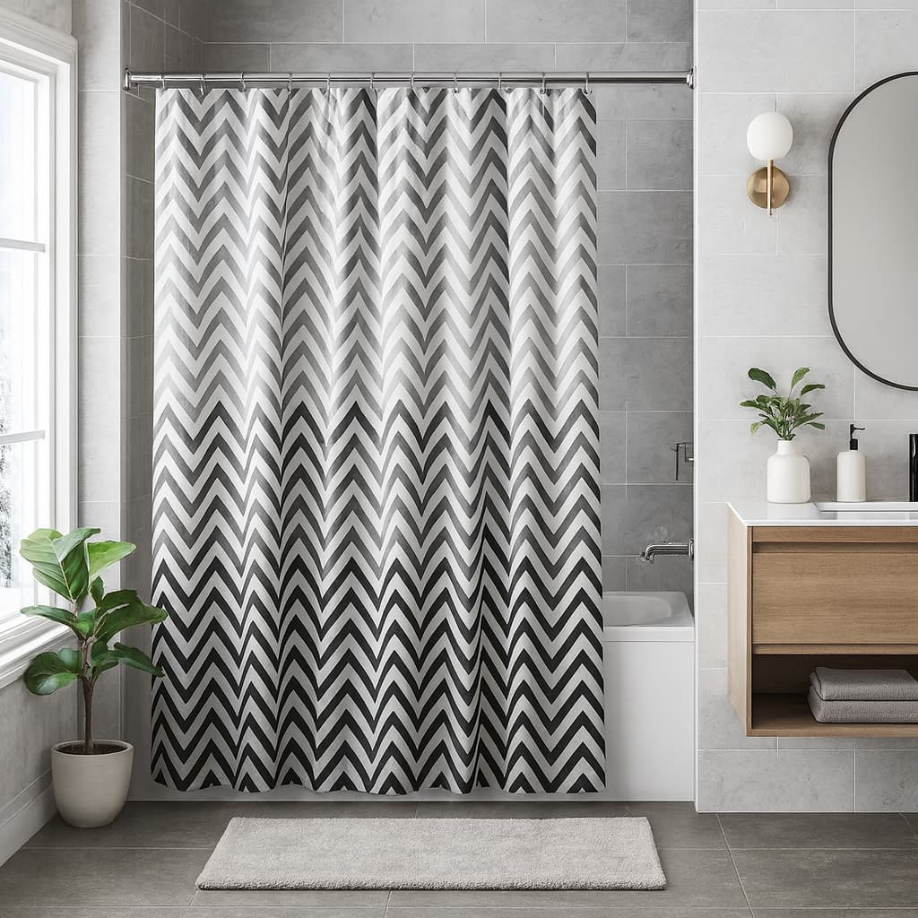 Cortina de Box de Banheiro Antimofo Impermeável Estampas Modernas Fácil de Instala e Limpar 180x180cm