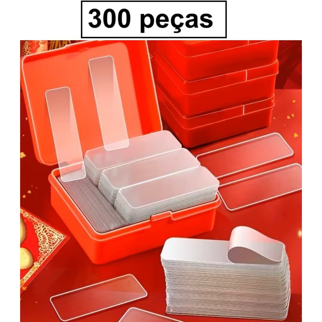 300 Fita Adesiva Dupla Face Extra Forte Em Barras Tiras Caixa Transparente Lavável Reutilizável