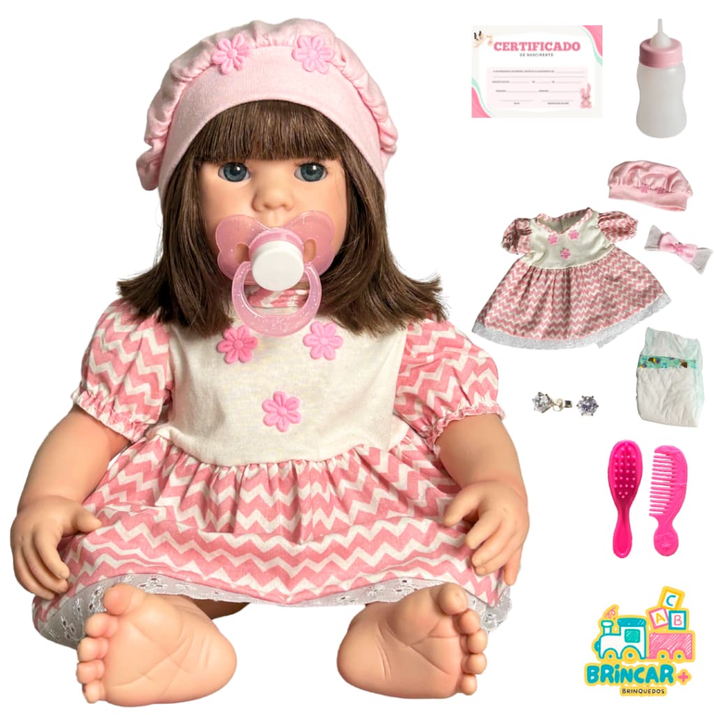 Boneca Bebe Reborn Realista Silicone Bela Bambina Enxoval Completo