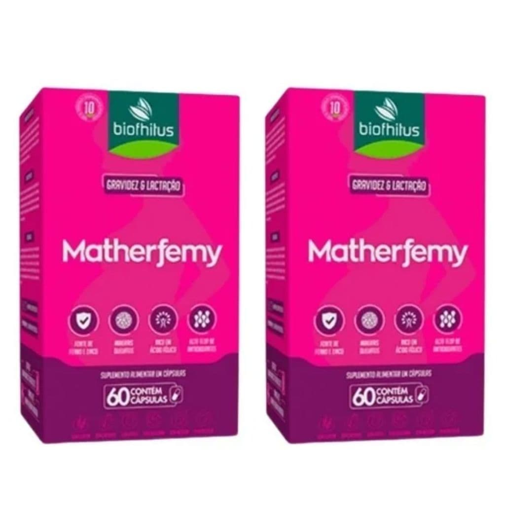 Kit 2 Matherfemy Vitamina Gravidez Lactação 60cps -Biofhitus