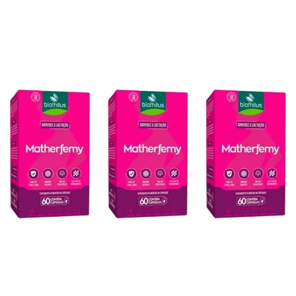 Kit 3 Matherfemy Vitamina Gravidez Lactação 60cps -Biofhitus