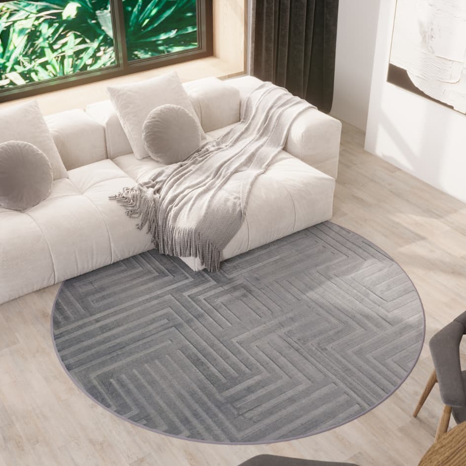 Tapete de Sala Redondo 2,0m x 2,0m Itália Aveludado Premium Várias Cores Antiderrapante Moderno 2,0m