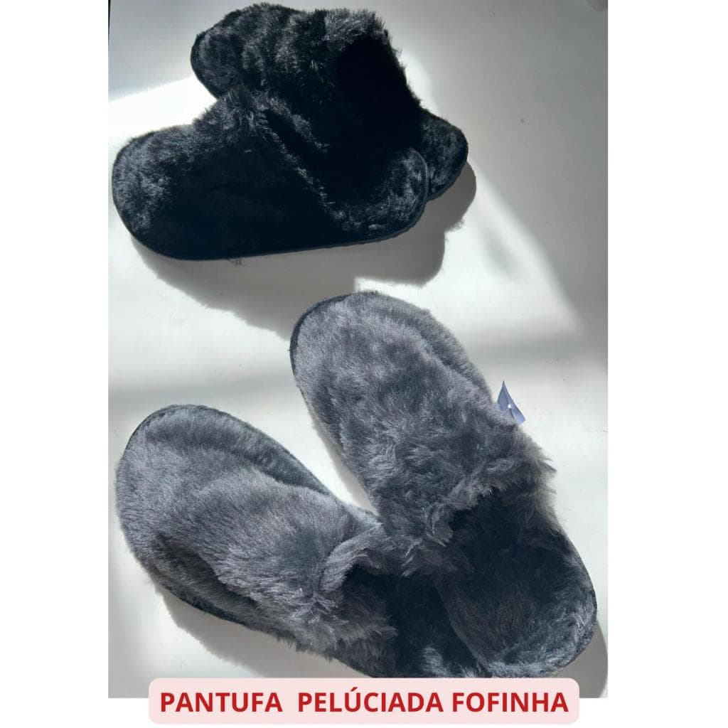 Pantufa Peluciada por fora e dentro Fofinha pelúcia Nacional colada e costurada