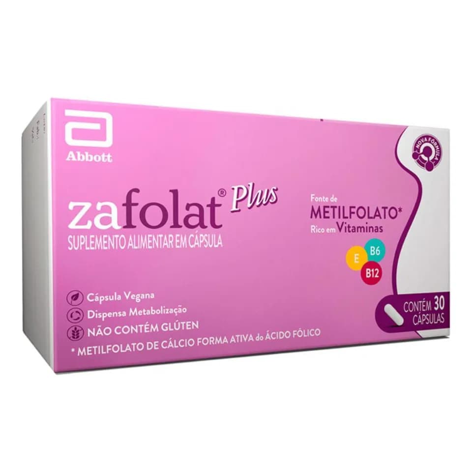 Zafolat Plus - 30 Cápsulas - Suplemento com Metilfolato para Pré-Concepção