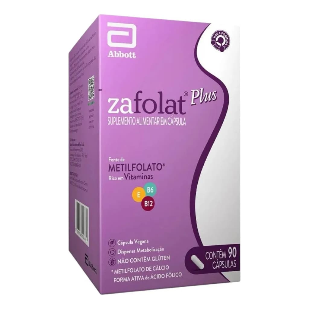 Zafolat Plus - 90 Cápsulas - Suplemento com Metilfolato para Pré-Concepção