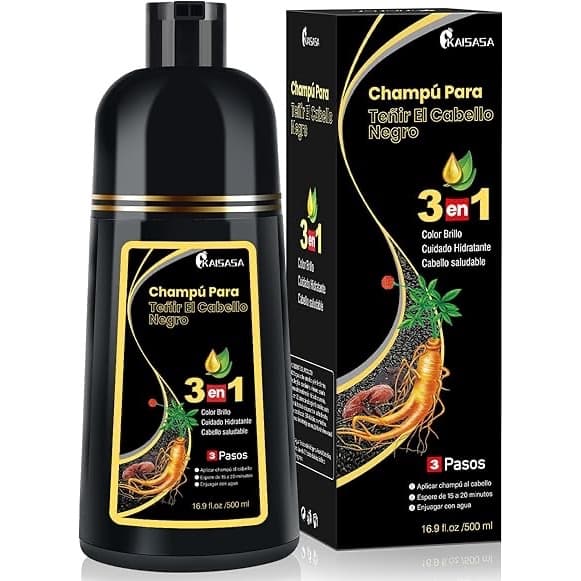 Shampoo de tintura de cabelo 3 em 1- PRETO - 500ML - ESTOQUE NO BRASIL