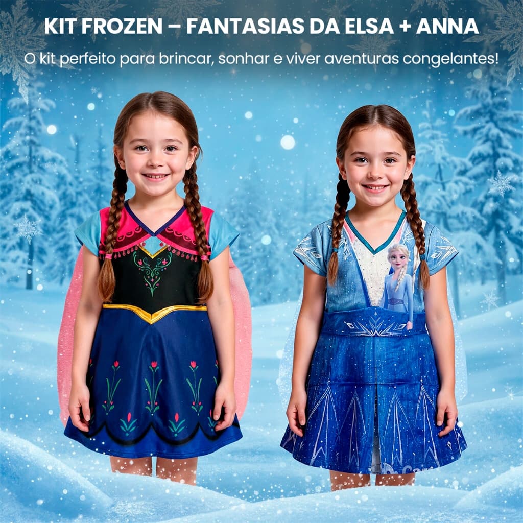 Fantasia Infantil Menina Vestido Princesa Cosplay Anna Elsa Frozen Com Capa Festa Aniversário