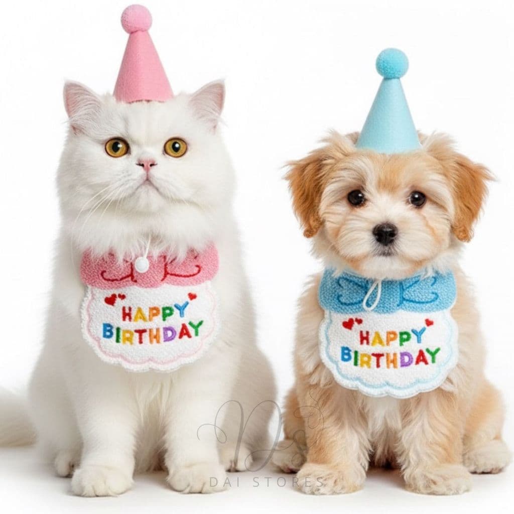 Kit Festa Aniversário Bandana E Chapéu fantasia aniversario roupa roupinha pet gato e cachorro
