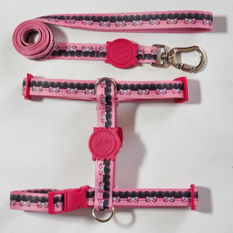 Peitoral H Anti-puxão rosa de lacinho Minnie