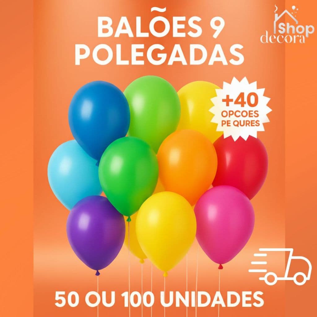 Balões 9" – Pacote 50/100 Unidades – Decoração Festa Aniversário Casamento Chá de Bebê Bexiga Redondos Premium
