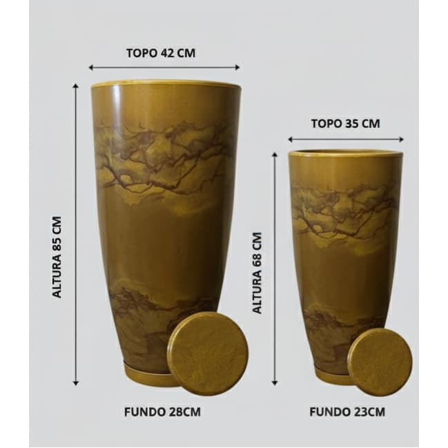 vaso Decorativo Plantas Sala/Jardim Cone Mármore P/M/G