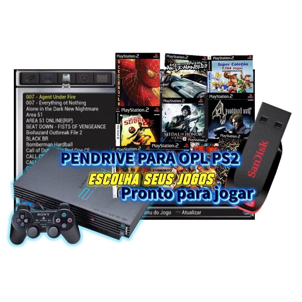 Pendrive /16 /32GB / 64GB com Jogos para PS2 (OPL) – Pronto para Jogar