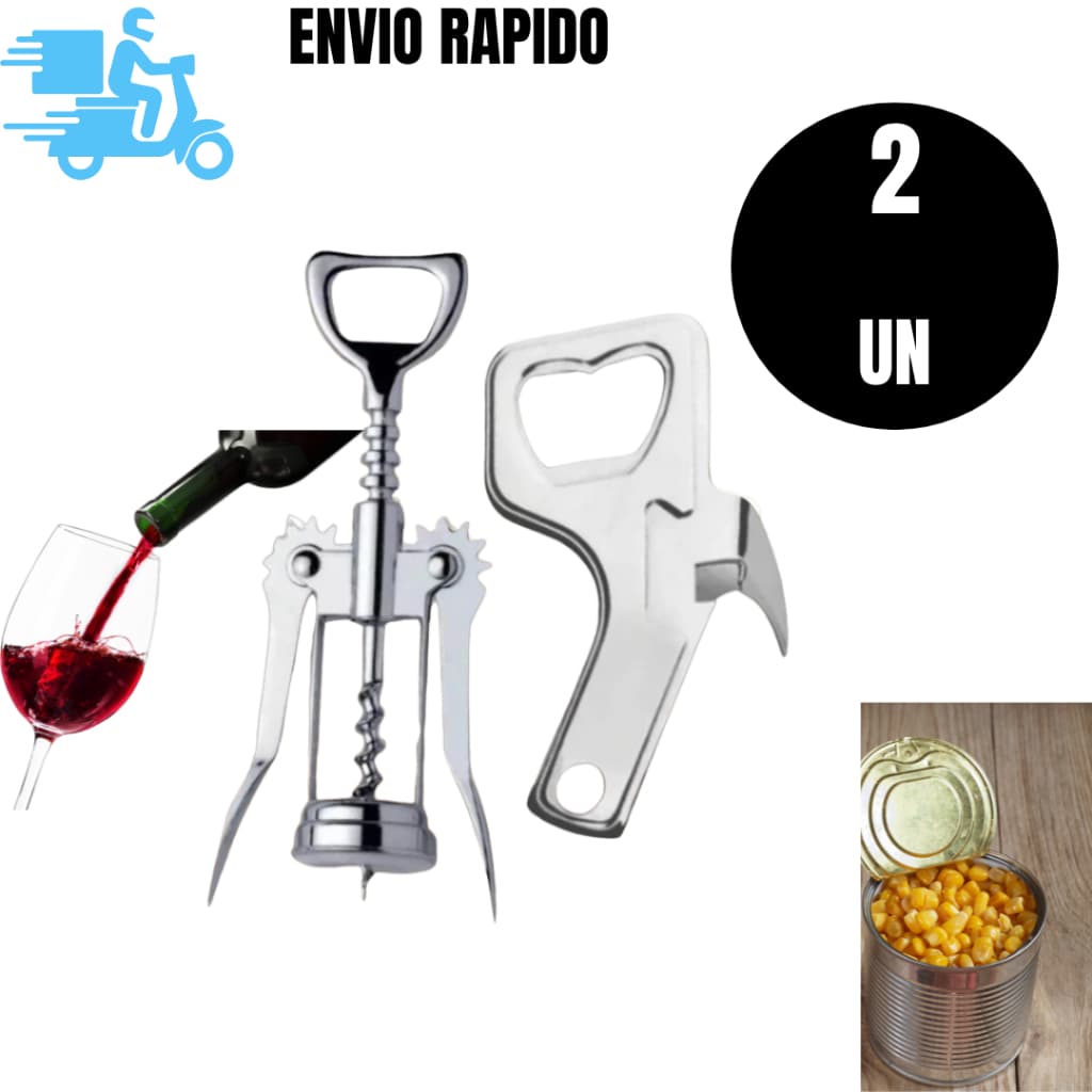 2 Unidades Sendo Saca-Rolha + 1 Abridor de Lata e 1 Unidade Abridor de lata Super Resistente