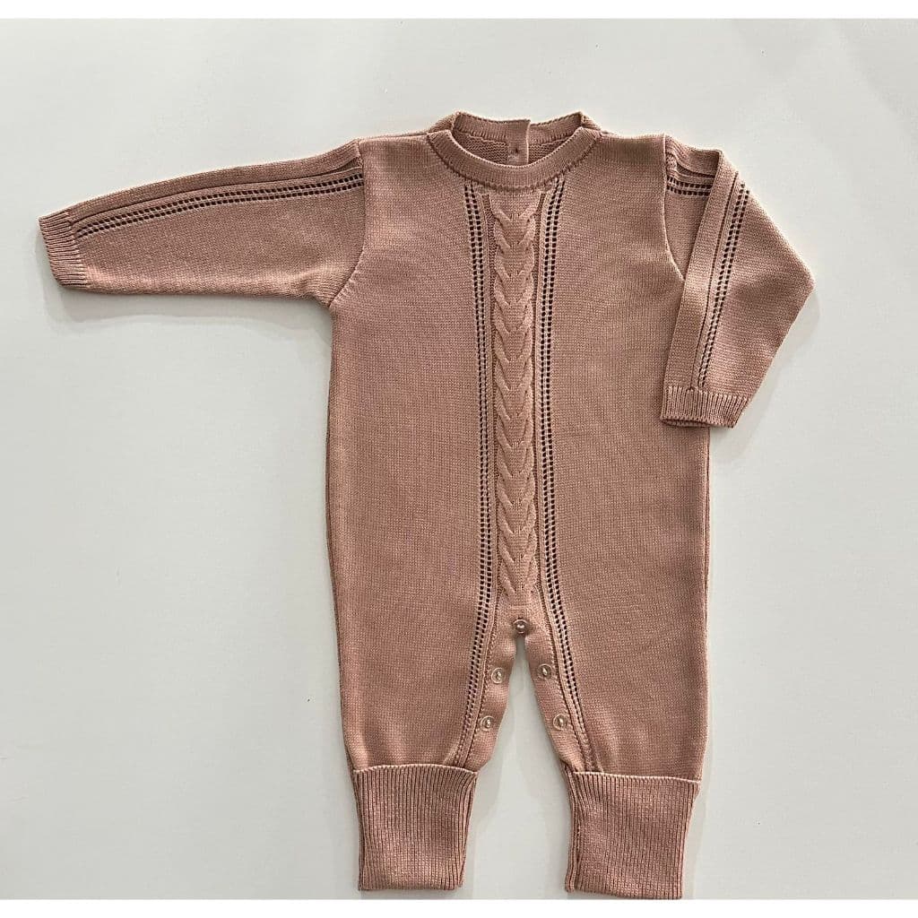 Macacão de Bebê Menina Menino Saída Maternidade de Tricô Trança Central Tecido Confort Toque Suave