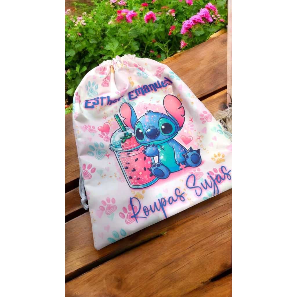 Saco para Roupa Suja Stitch Personalizado com o nome da Criança