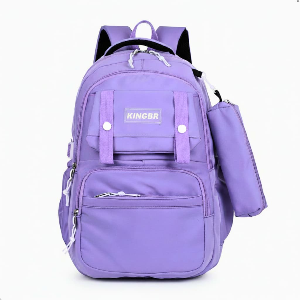 Mochila Escolar Com Estojo De Grande Capacidade Para Estudante Feminina Nylon Impermeável