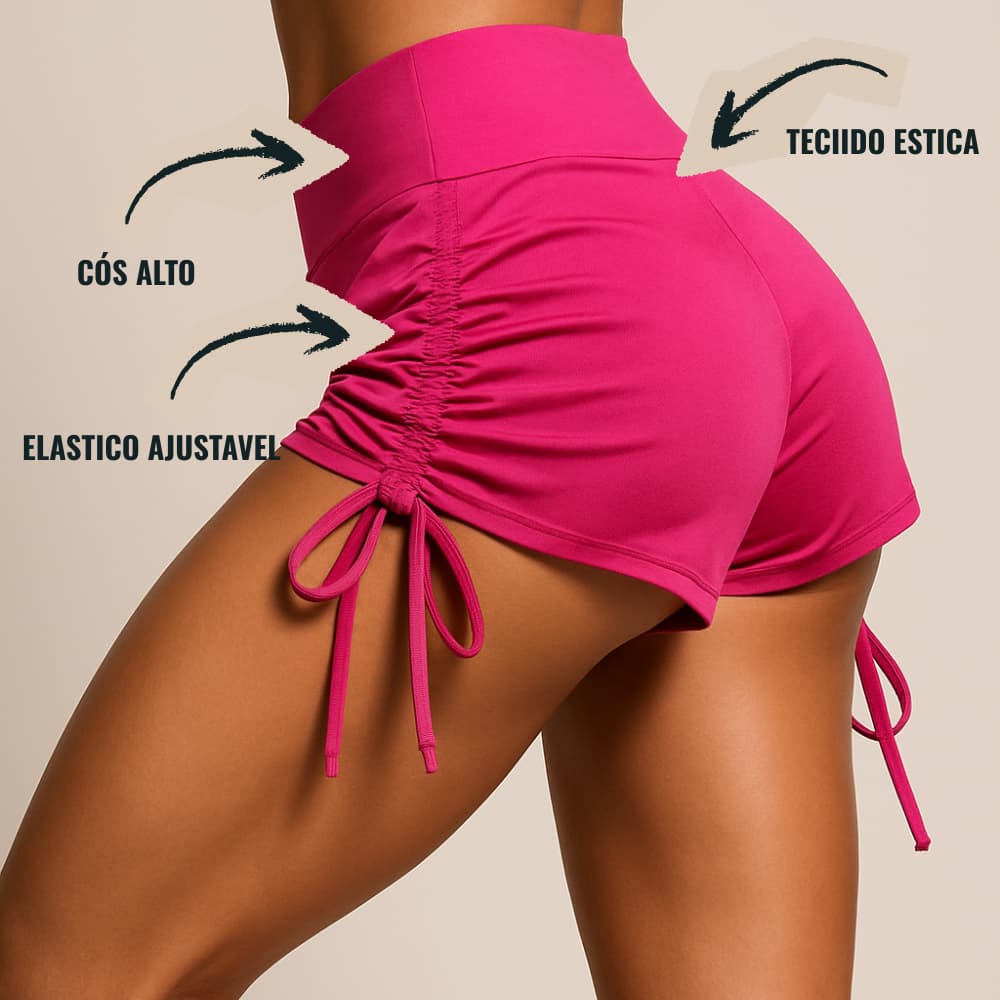 Short Praia Cos Alto Ajustes Lateral Suquini Academia Treino