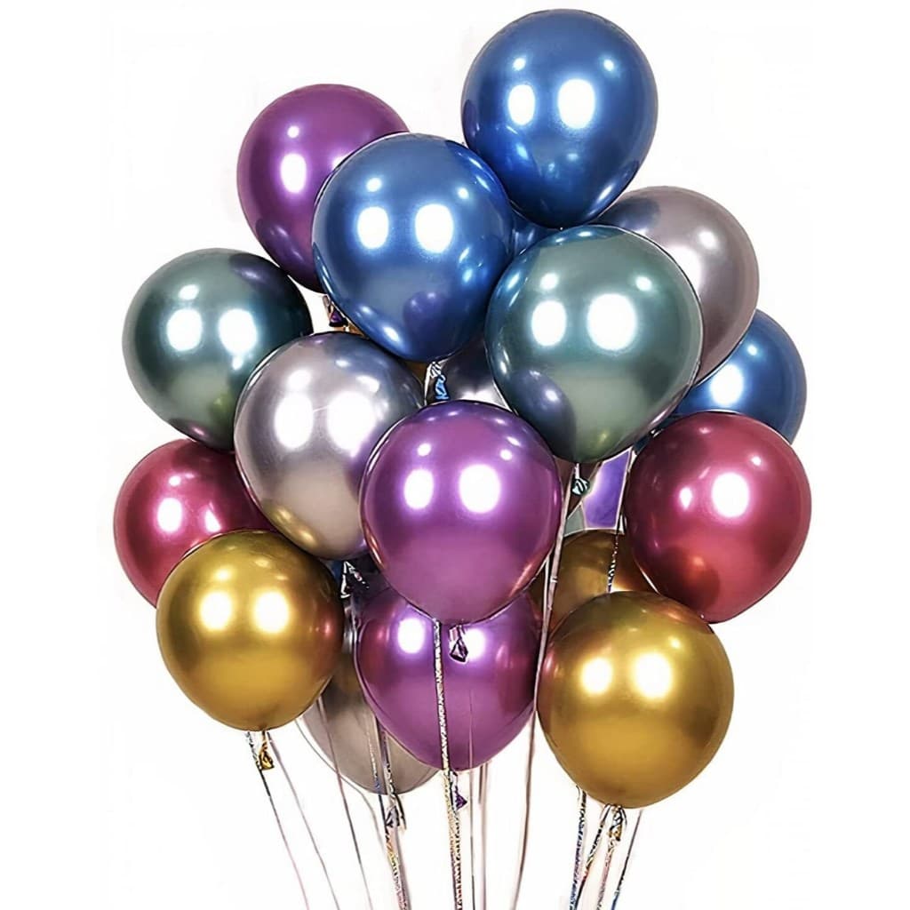 Kit com 10/25/50 Balões Bexiga Metalizado Cromado 5 Polegadas Número Festas Aniversários Decoração